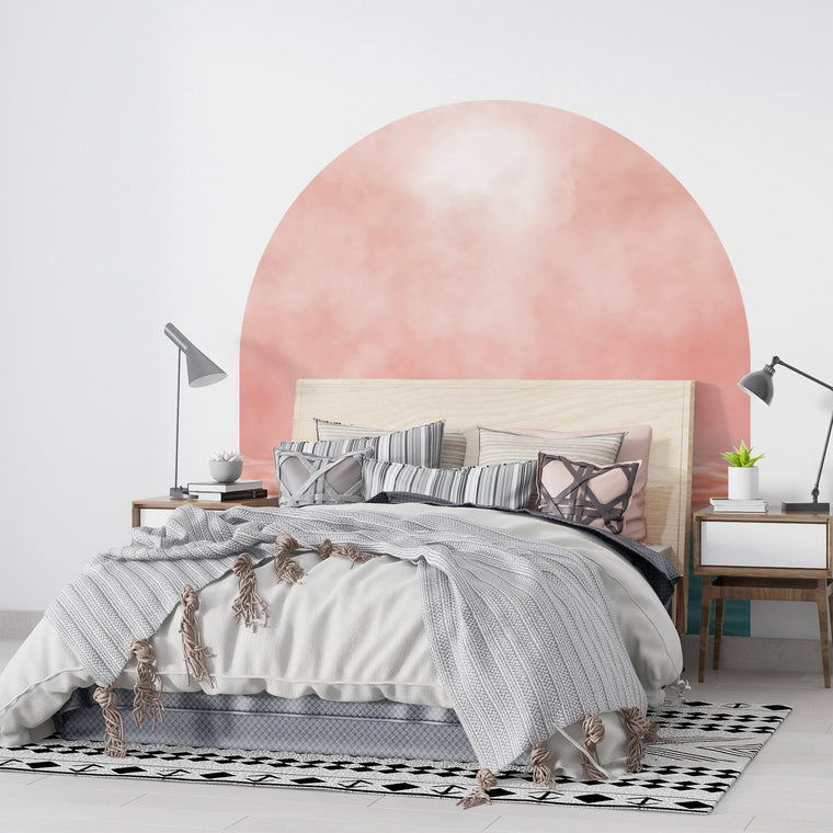 Fading Horizon Arch Wall Decal – Soft Sunset Seascape Wall Mural for Bedrooms & Quiet Interiors