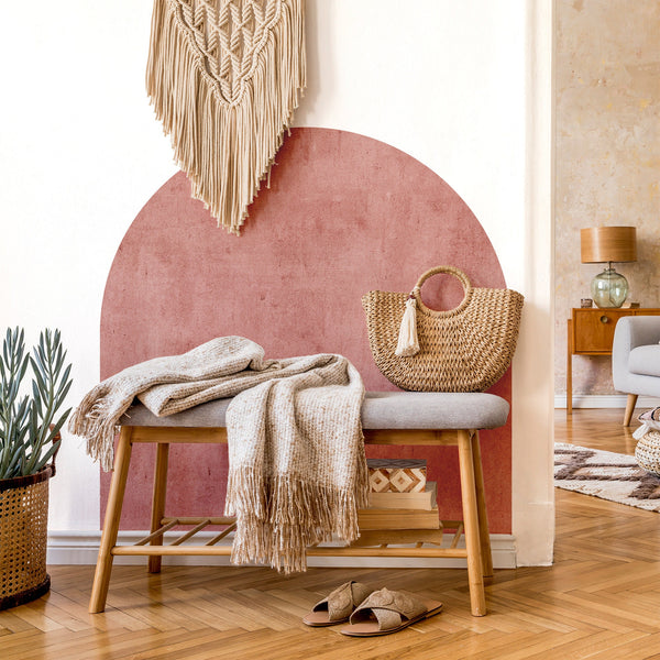 Purple Boho Headboard Arch Wall Decal: Color Block Decor Mural For Bed