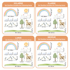 Rainbow Deer Wall Decal – Sun, Clouds & Nature | Nursery Wall Sticker