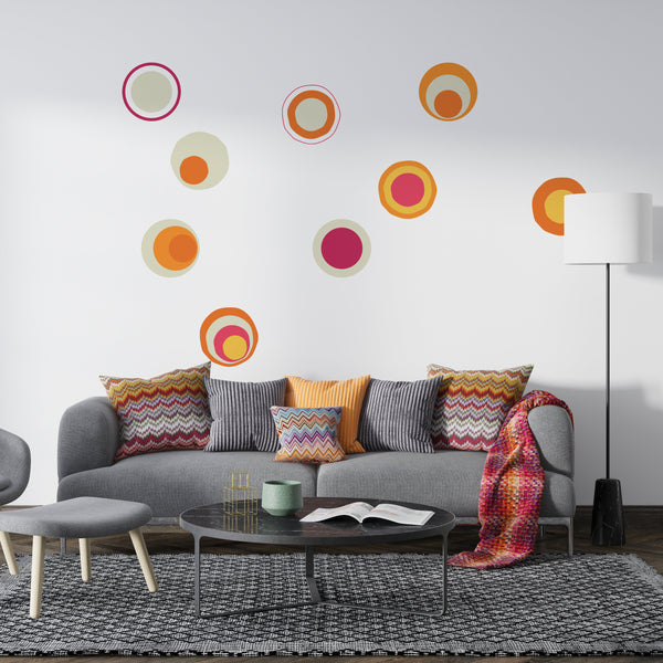 Retro Circle Wall Decals: Modern Abstract Art Decor