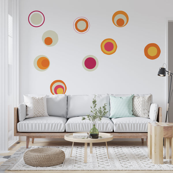 Retro Circle Wall Decals: Modern Abstract Art Decor