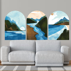 Set of 3 Boho Landscape Wall Decals: Removable Wallpaper