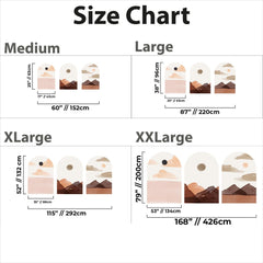 Soft Earth Arch Wall Decal Set – Neutral Sun & Mountain Landscape Mural