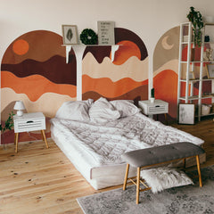 Sunset Arch Wall Decal Set - Umber Mountain Landscape