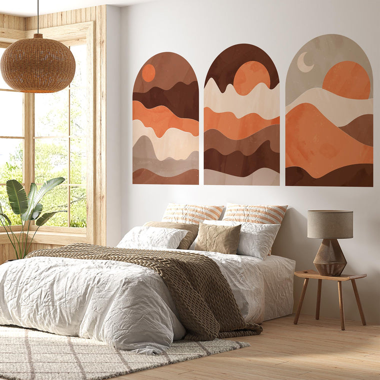 Sunset Arch Wall Decal Set - Umber Mountain Landscape