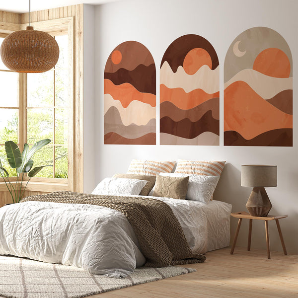 Sunset Arch Wall Decal Set - Umber Mountain Landscape