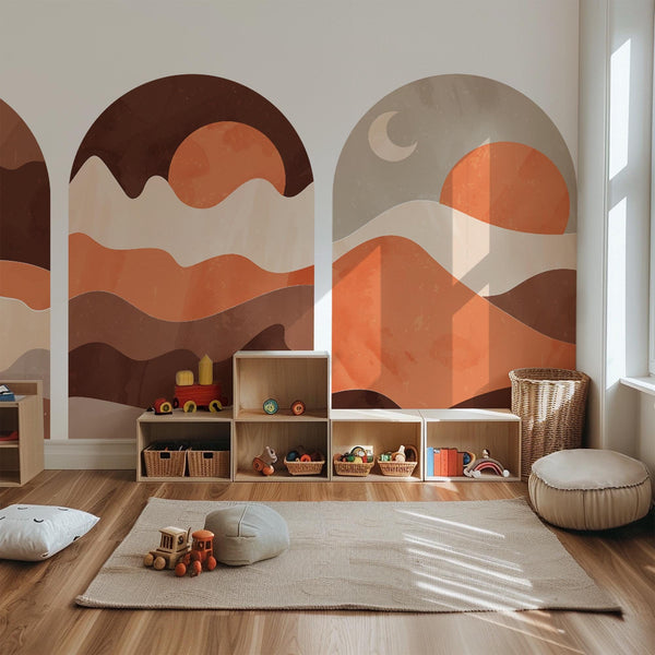 Sunset Arch Wall Decal Set - Umber Mountain Landscape