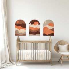 Sunset Arch Wall Decal Set - Umber Mountain Landscape