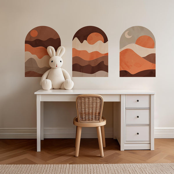 Sunset Arch Wall Decal Set - Umber Mountain Landscape