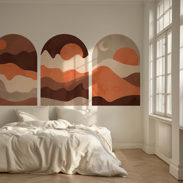 Sunset Arch Wall Decal Set - Umber Mountain Landscape
