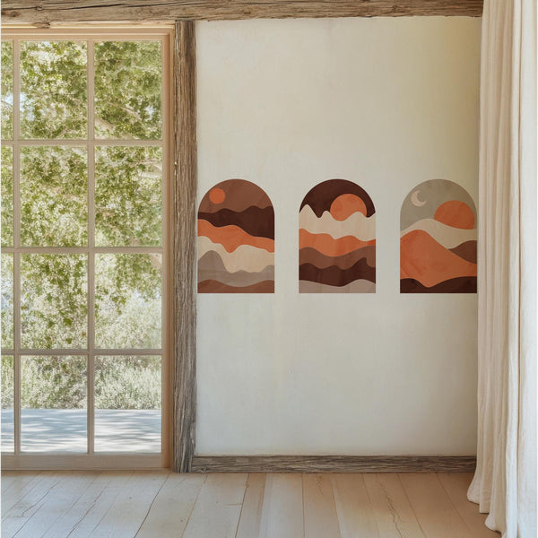 Sunset Arch Wall Decal Set - Umber Mountain Landscape