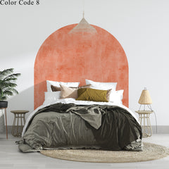 Terracotta Boho Headboard Arch Wall Decal: Color Block Decor Mural For Bed