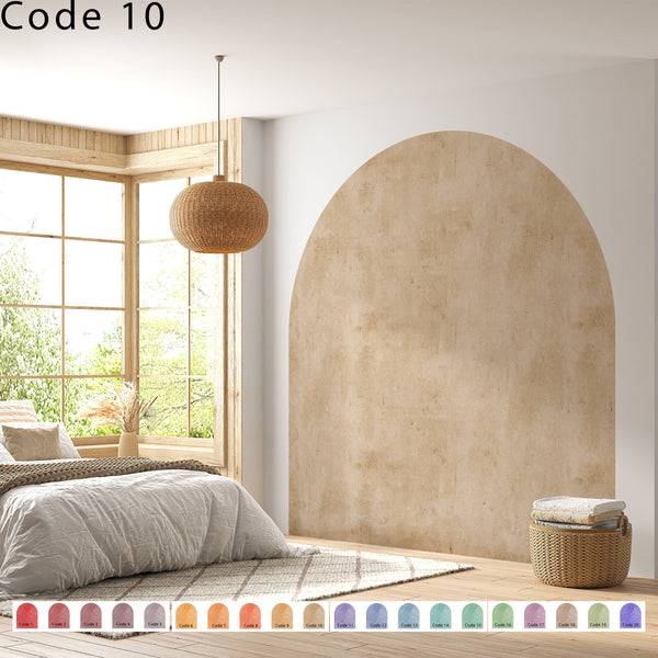Terracotta Boho Headboard Arch Wall Decal: Color Block Decor Mural For Bed