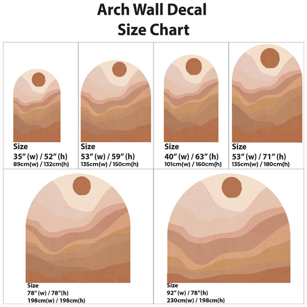 Terracotta Sunset Arch Wall Decal, Boho Earth Tone Wall Mural, Minimal Peel & Stick Wall Art