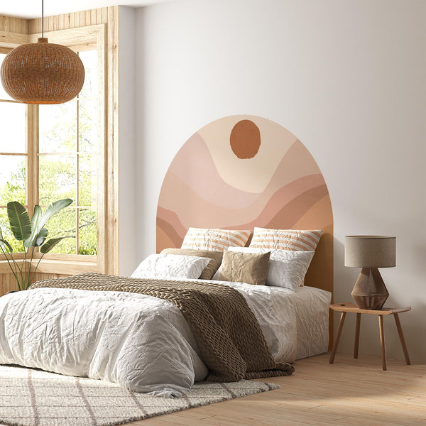 Terracotta Sunset Arch Wall Decal, Boho Earth Tone Wall Mural, Minimal Peel & Stick Wall Art