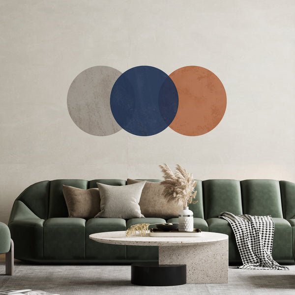 Triple Circle Decal, Circle Wall Decal, Modern Wall Decor, Abstract Pastel Sticker, Arch Sticker, For New Home Gift, For Living Room Decal,