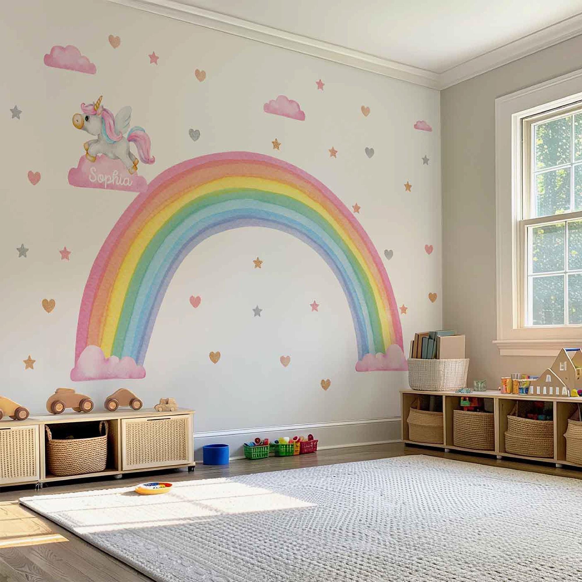 Unicorn Rainbow Wall Decals: Peel and Stick Vinyl Decor