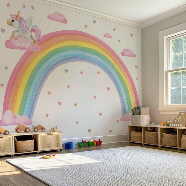 Unicorn Rainbow Wall Decals: Peel and Stick Vinyl Decor