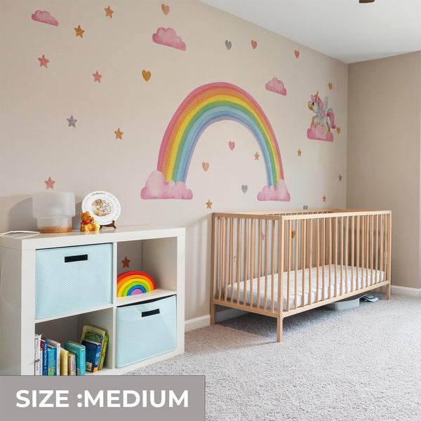 Unicorn Rainbow Wall Decals: Peel and Stick Vinyl Decor