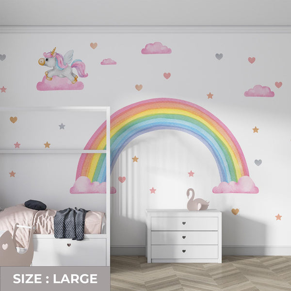 Unicorn Rainbow Wall Decals: Peel and Stick Vinyl Decor
