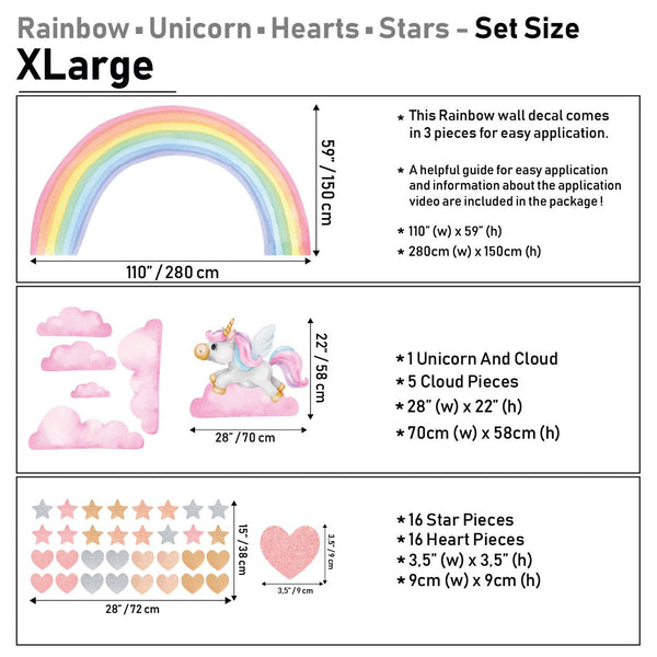 Unicorn Rainbow Wall Decals: Peel and Stick Vinyl Decor
