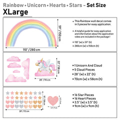 Unicorn Rainbow Wall Decals: Peel and Stick Vinyl Decor
