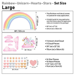 Unicorn Rainbow Wall Decals: Peel and Stick Vinyl Decor