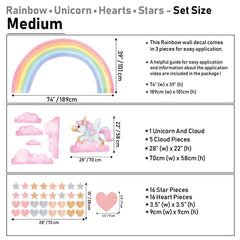 Unicorn Rainbow Wall Decals: Peel and Stick Vinyl Decor