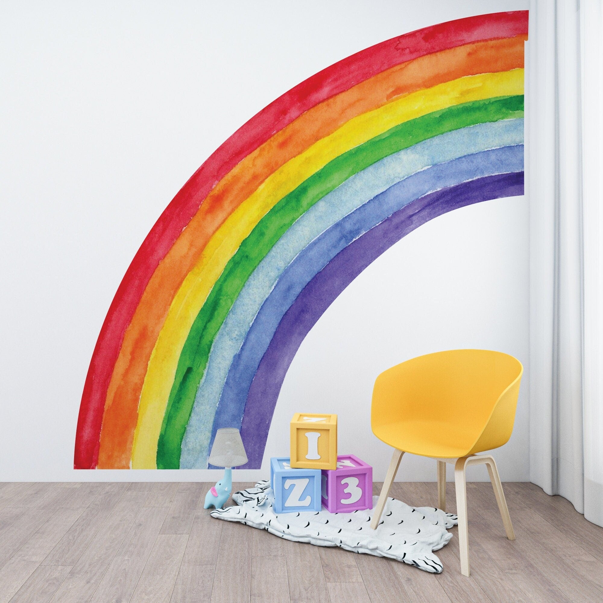 Vibrant Colorful Half Rainbow Wall Decal: Nursery Decor