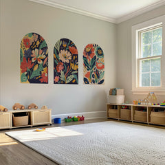 Vibrant Floral Arch Wall Decals - Colorful Botanical Wall Art
