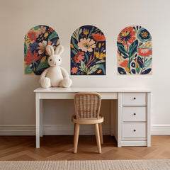 Vibrant Floral Arch Wall Decals - Colorful Botanical Wall Art