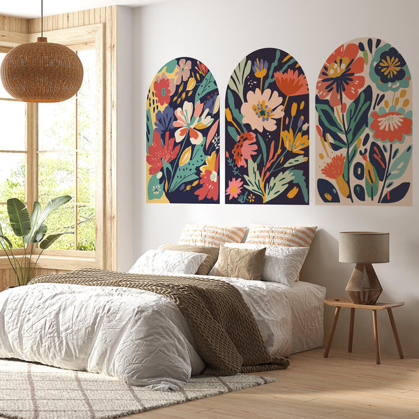 Vibrant Floral Arch Wall Decals - Colorful Botanical Wall Art