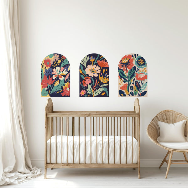 Vibrant Floral Arch Wall Decals - Colorful Botanical Wall Art
