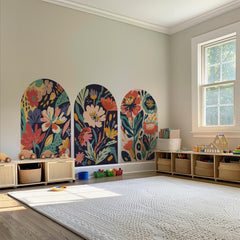 Vibrant Floral Arch Wall Decals - Colorful Botanical Wall Art