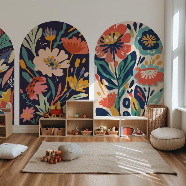 Vibrant Floral Arch Wall Decals - Colorful Botanical Wall Art