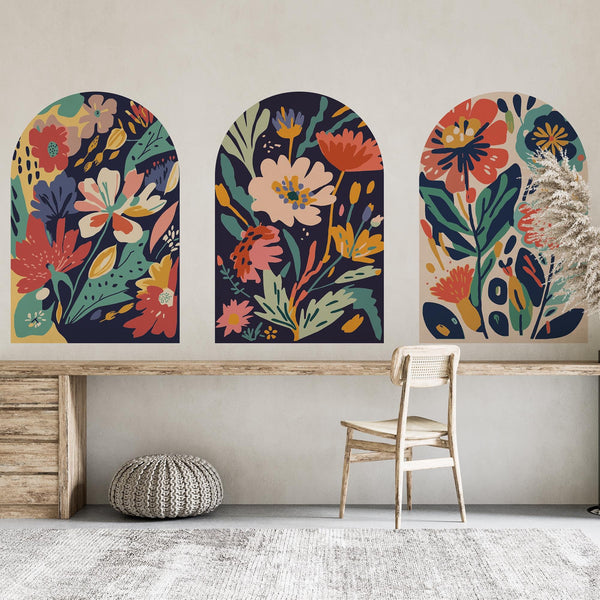 Vibrant Floral Arch Wall Decals - Colorful Botanical Wall Art