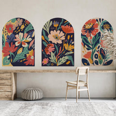 Vibrant Floral Arch Wall Decals - Colorful Botanical Wall Art