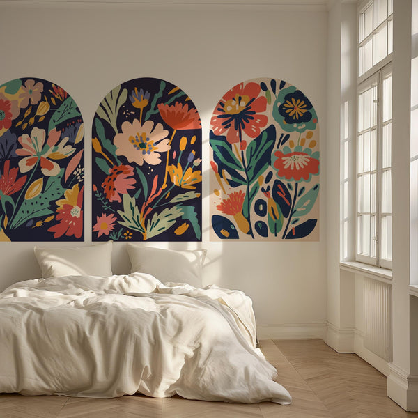 Vibrant Floral Arch Wall Decals - Colorful Botanical Wall Art