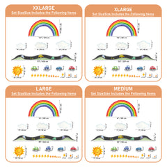 Rainbow Road Wall Decal – Cars, Sun & Clouds | Kids Nursery Wall Sticker
