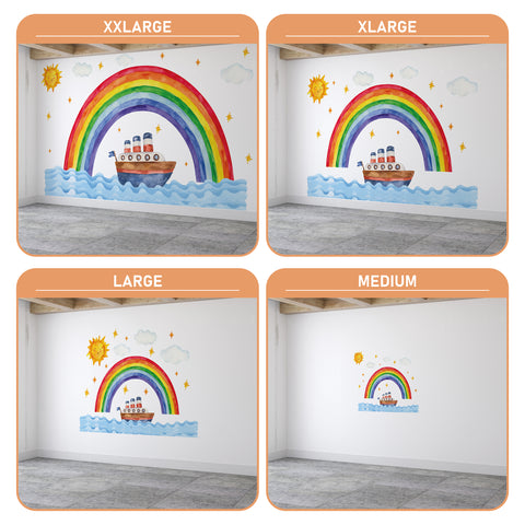 Watercolor Rainbow & Boat Wall Decal Set