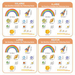 Rainbow Space Wall Decal – Sun, Planets & Rocket | Kids Room Wall Sticker