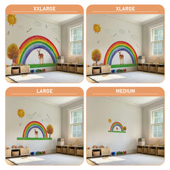 Rainbow & Deer Nursery Wall Decal – Sun, Clouds and Nature Theme | Kids Room Wall Sticker