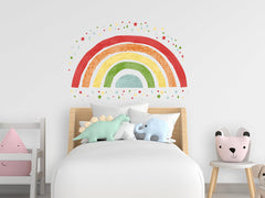 Watercolor Colorful Rainbow Wall Decal, Baby Girl Room Wall Decor Nursery Wall Decals For Kids Room Decals, Pink Rainbow Wall Stickers