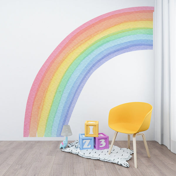 Watercolor Half Rainbow Wall Decal: Large Nursery Sticker
