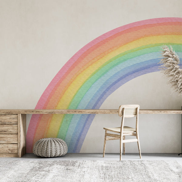 Watercolor Half Rainbow Wall Decal: Large Nursery Sticker