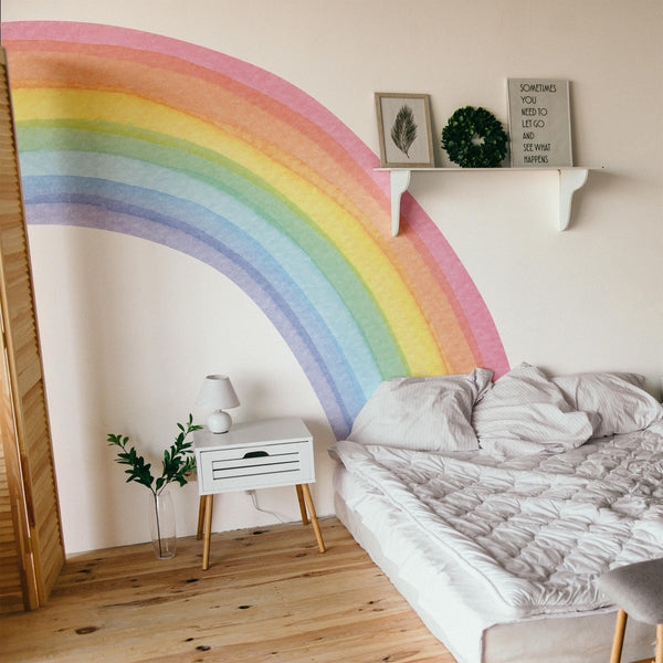 Watercolor Half Rainbow Wall Decal: Large Nursery Sticker