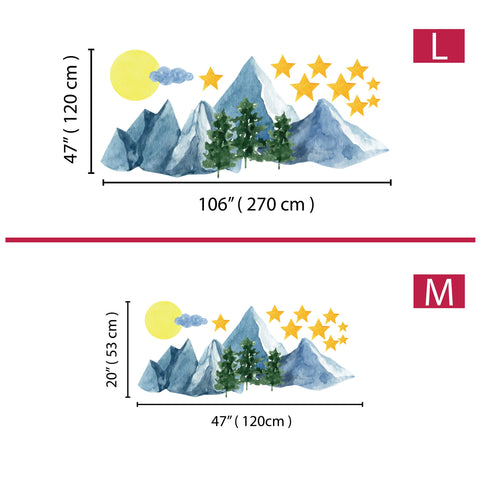 Watercolor Mountain Wall Decal: Removable Landscape Sticker, Nursery Decor