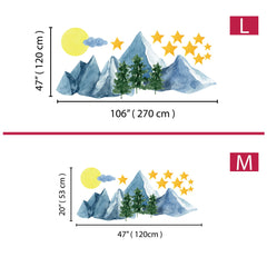 Watercolor Mountain Wall Decal: Removable Landscape Sticker, Nursery Decor