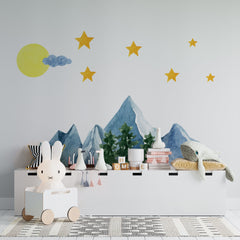 Watercolor Mountain Wall Decal: Removable Landscape Sticker, Nursery Decor