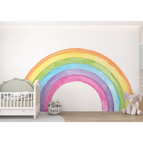 Watercolor Pastel Rainbow Wall Decal - Peel and Stick Nursery Decor